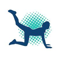 Silhouette of a slim sporty woman doing pilates exercise. Silhouette of a sporty female doing physical exercise. vector