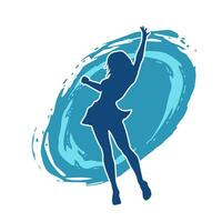 Silhouette of a female dancer in action pose. Silhouette of a slim woman in dancing pose. vector