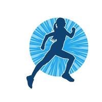 Silhouette of a sporty woman in running pose. Silhouette of a female run pose. vector