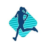 Silhouette of a sporty woman in running pose. Silhouette of a female run pose. vector