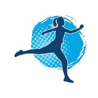 Silhouette of a happy woman jumping pose. Silhouette of a female model jumps. vector