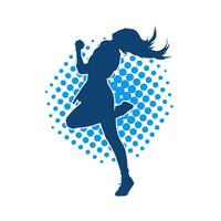 Silhouette of a slim female in dance pose. Silhouette of a woman dancing. vector