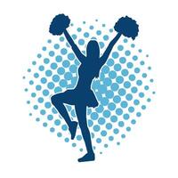 Silhouette of a female cheerleader carrying pompom while dancing vector