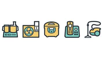 Abstract business and daily life vector art icons colored and outlined