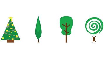 Trees and green leaves collection vector art illustration isolated