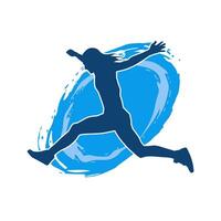 Silhouette of a happy woman jumping pose. Silhouette of a female model jumps. vector