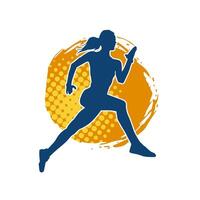 Silhouette of a sporty woman in running pose. Silhouette of a female run pose. vector