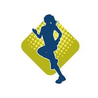 Silhouette of a sporty woman in running pose. Silhouette of a female run pose. vector