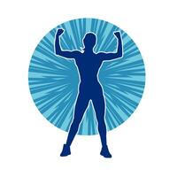 Silhouette of slim female doing exercise. Silhouette of a sporty woman doing gym workout pose. vector