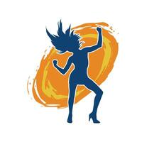 Silhouette of a slim female in dance pose. Silhouette of a woman dancing. vector