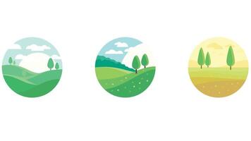 Nature and scenary circular vector illustration with light colors
