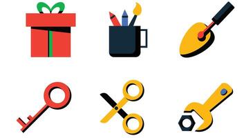 Abstract business and daily life vector art icons colored and outlined