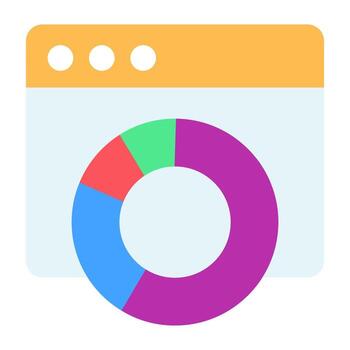 Pie chart on web page, vector design of web statistics
