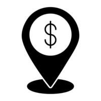 Dollar inside placeholder, trendy vector design of bank location