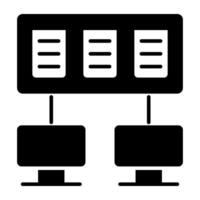 Db racks with monitors denoting concept of server hosting vector