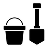 Spade with bucket showing concept of construction tools vector
