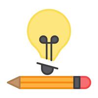 Light bulb with pencil denoting concept of creative writing vector