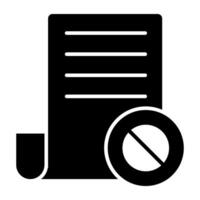 Conceptual solid design icon of ban document vector
