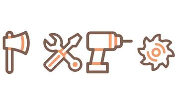 Construction and industrial tools icon set vector for UI and animation