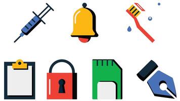 Abstract business and daily life vector art icons colored and outlined