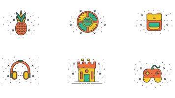 Abstract orange colored set icons vector illustration