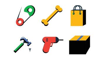 Abstract business and daily life vector art icons colored and outlined