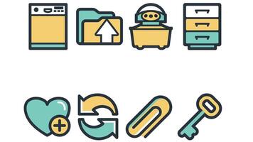 Abstract business and daily life vector art icons colored and outlined