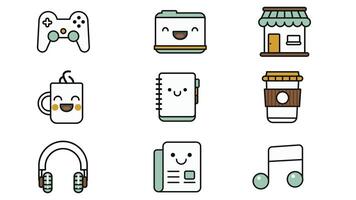 Abstract business and daily life vector art icons colored and outlined