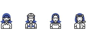 labor people and professions line art vector set