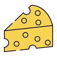 un único diseño icono de queso rebanada vector