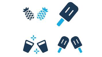 summer time elements vector icon set