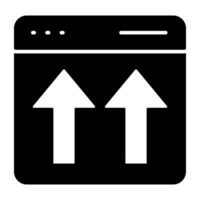 Arrows on web page showcasing web uploading icon vector