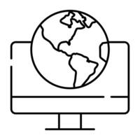 Globe inside monitor, icon of computer browser vector