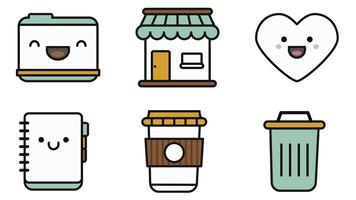 Abstract business and daily life vector art icons colored and outlined