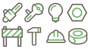 Construction and industrial tools icon set vector for UI and animation