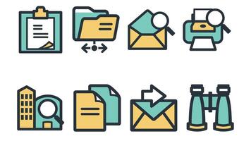 Abstract business and daily life vector art icons colored and outlined