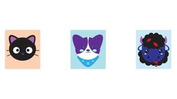 Joyful and colorful animal stickers vector illlustration