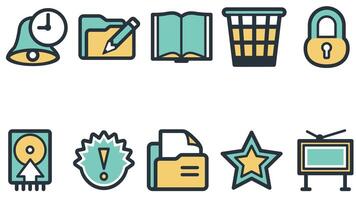 Abstract business and daily life vector art icons colored and outlined