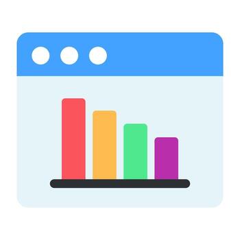 Bar chart on web page, vector design of web analytics