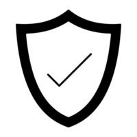 Tick mark inside shield, solid icon of verified shield vector