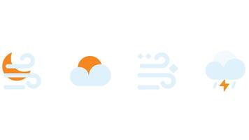 Weather and clouds forecast vector icons isolated