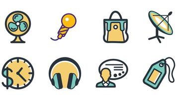 Abstract business and daily life vector art icons colored and outlined