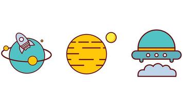 espacio planetas y espacio Embarcacion con astronauta traje vector icono ilustración