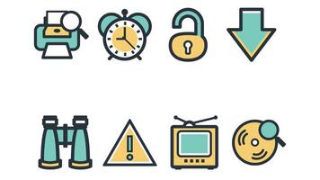 Abstract business and daily life vector art icons colored and outlined