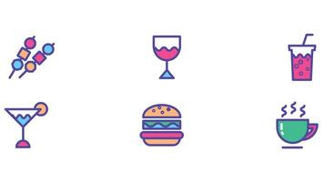 Daily food icon set vectors for food and beverage industry