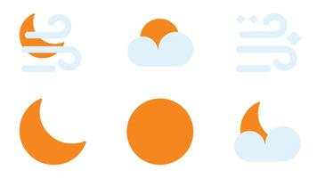 Weather and clouds forecast vector icons isolated