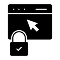 Padlock on web page, icon of secure website vector