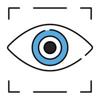 Eye inside reticle, icon of eye tracking vector