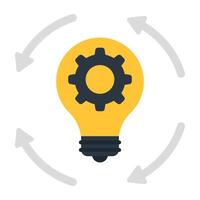Gear inside light bulb, icon of idea generation vector