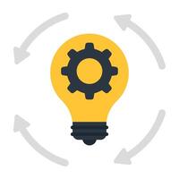 Gear inside light bulb, icon of idea generation vector